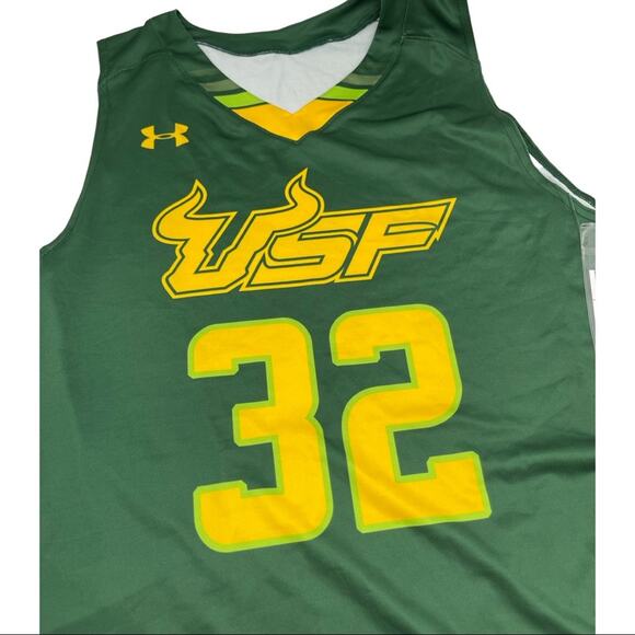NEW - Under Armour Men's USF Florida Bulls #32 Basketball Jersey Green LARGE - Picture 8 of 11